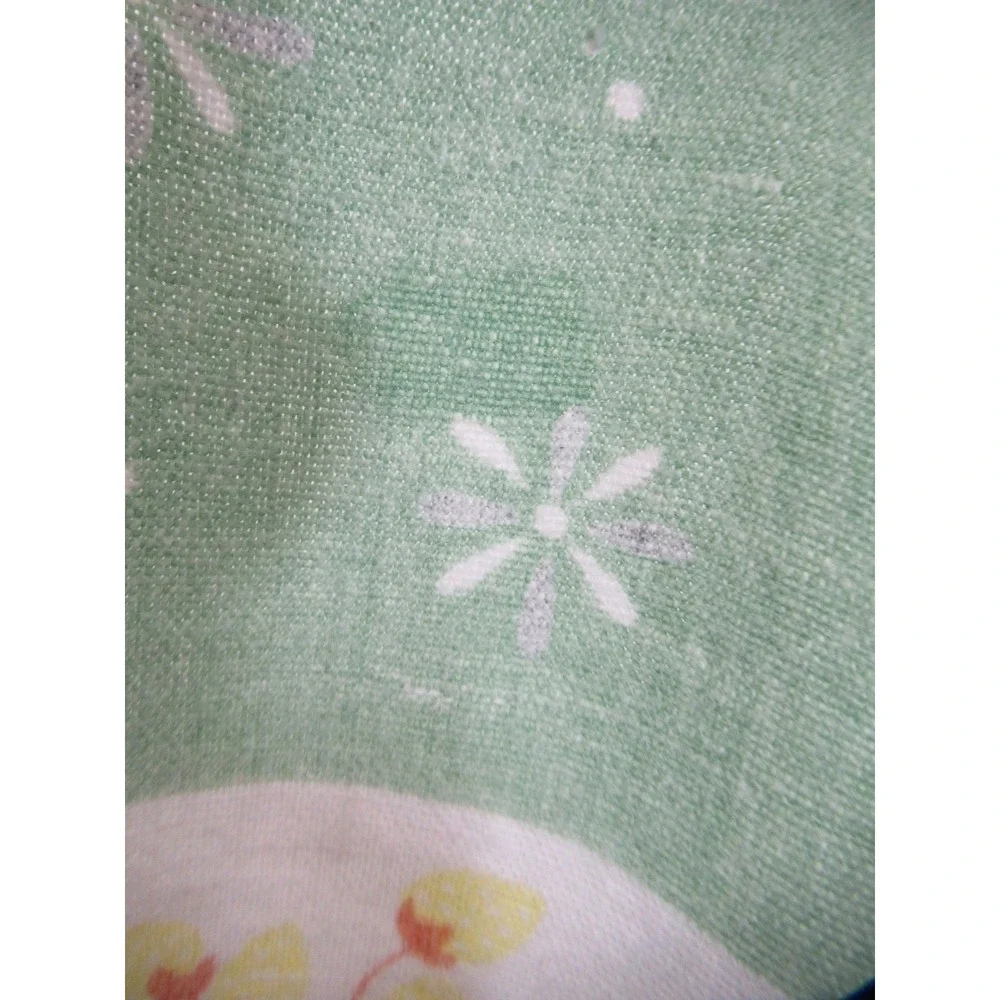 Vintage Floral Fruit Print Square Tablecloth Linen/Cotton 45x50